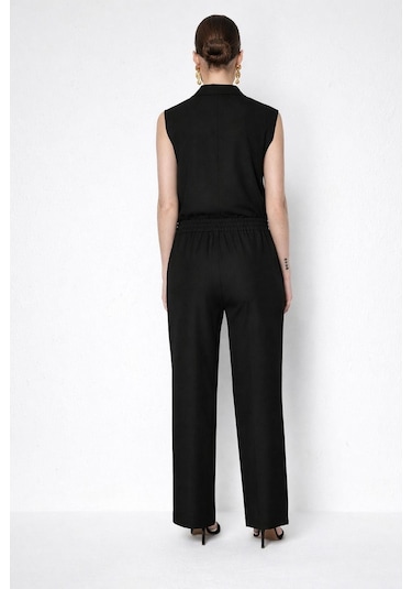 On Fashion Pantolon Çimalı Bağcıklı Bol Paça Lacivert