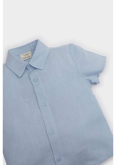 DeFacto Erkek Bebek Flamlı Poplin Kısa Kollu Gömlek E7749A525SMBE343 Mavi