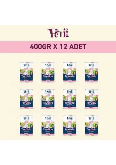 Tavuklu Yaş Konserve Yavru Kedi Maması, Jöle İçinde Parça Etli, 400 Gr X 12 Adet