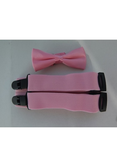 Pembe Çocuk Papyonu / Pembe Çocuk Pantolon Askısı Pembe