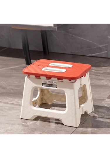 Fochsia Kırmızı Orta Katlanır Tabure: 4 Renk, Taşınabilir, Tutacaklı, Kaymaz İç-dış Kullanım Kırmızı