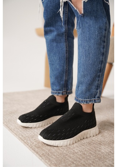 Marvin Günlük Ortopedik Kadın Sneaker Spor Ayakkabı Siyah-beyaz