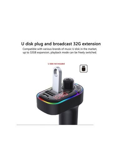 Sones C12 Çok Fonksiyonlu Araç Çift Usb Şarj Cihazı Atmosfer Işığı İle Bluetooth Fm Verici