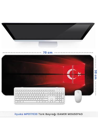 70x30cm Türk Bayrağı İlyuka Mp017030 Büyük Boy Xl Gaming Mousepad
