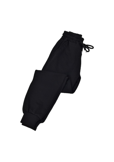 Çocuk Eşofman Altı Paça Manşetli Kız Erkek Bgl-st04726 Siyah