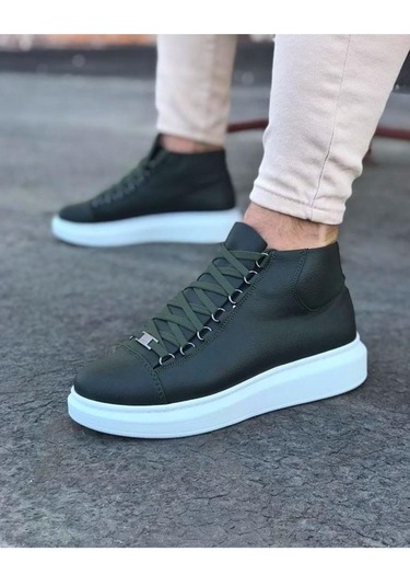 Wg032 Haki Bağcıklı Sneakers Yarım Bilek Bot Renklı Çok Renkli