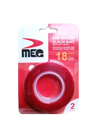Meg 2 Metre Silikonlu Çift Taraflı Bant 18 MM