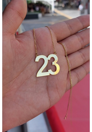 925 Ayar Gümüş 24 Ayar Altın Kaplama Sayı Kolye