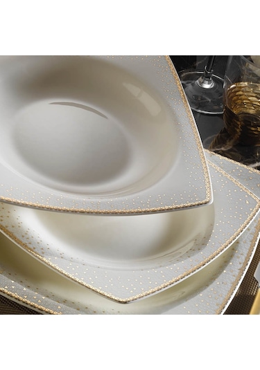 Kütahya Porselen 1175021 Bone Mare 62 Parça Yemek Takımı - Altın