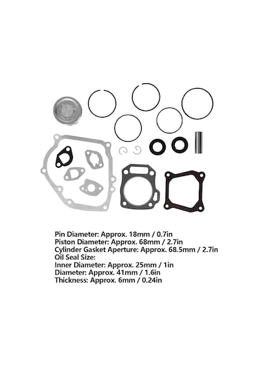 Reedark 68mm Piston Tampon Zımbırtı Yedek Parça Seti - Gx160, Gx200, 168f, 5.5hp, 6.5hp Motorlar İçin Tamir Kitı