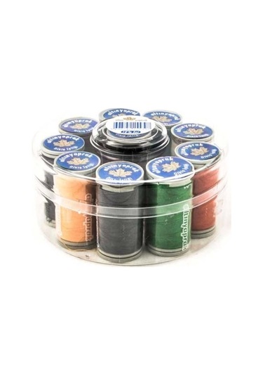 Altın Yaprak Dikiş İpliği Seti 10'lu Yuvarlak Kutulu Çok Renkli