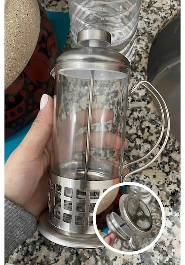 French Press - Filtre Kahve Ve Bitki Çayı Demliği 350 Ml Silver
