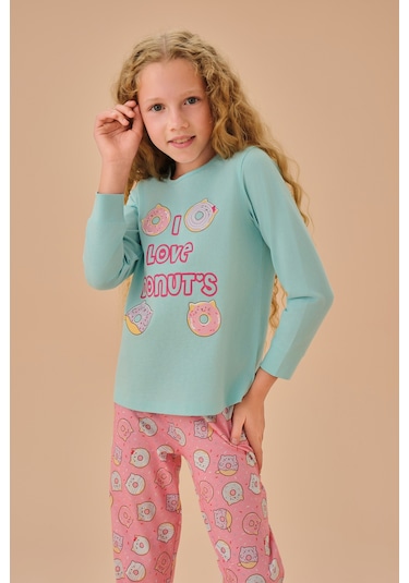 Suwen Bella Çocuk Pijama Takımı Shc25221660a1355 Donut Çok Renkli