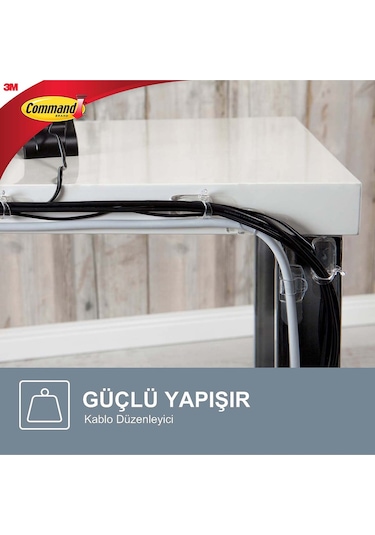 3M Command 17301CLR Orta Boy Klipsli Kablo Düzenleyici