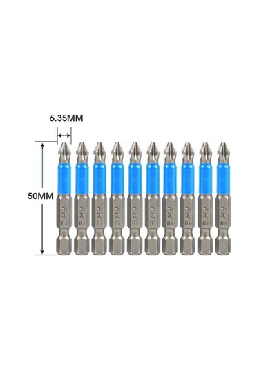 Yaozixia 10 Adet Manyetik 50mm 1/4 İnç Ph2 Çapraz Tornavida Matkap Uçları Elektrikli Tornavida İçin Onaltılık Şaft Kaymaz