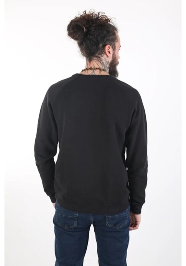 Superfly Erkek Sıfır Yaka Standart Kesim Siyah Sweatshirt 23177