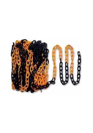 6 Mm Plastik Zincir 5 Metre Sarı-Siyah Şeritli Mfk