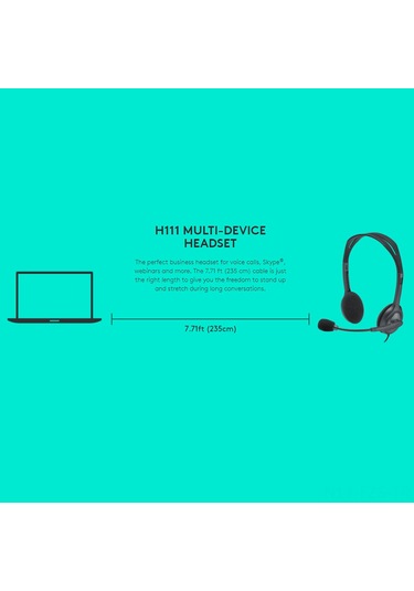 Fosenze Logitech H111 Kulaküstü Stereo Kulaklık - 3.5mm Kablolu, Döner Mikrofonlu, Oyun/müzik/arama İçin Konforlu Ayarlanabilir Başlık