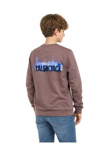 Baglan Erkek Çocuk Ön Arka Baskılı Sweatshirt Bgl-st05230 Vizon