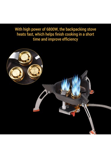 Zyzy-3 Çekirdekli Brülör Kamp Sobası 6800w Yürüyüş Gaz Sobası,y28527 Gri