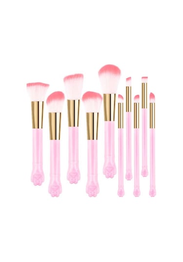 İzla Makyaj Fırça Seti 10'lu Kedi Patili Pembe Renk