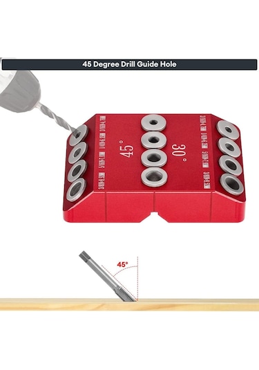 Yaleker Alüminyum Alyazı 30/45/90 Derece Açı Delme Konumlandırıcı, Düz-eğik Delik Rehberi Fixtürü, Ahşap İşleri Dıy Aracı
