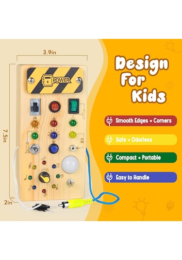 Geeroyoo Bebekler İçin Montessori Eğitici Ahşap Devre Led Işıklı Anahtar Panosu