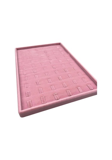 Yerli Üretim Süet Kumaş Pembe 34/24 Cm Dikine Tırnaklı Çekmece Içi Yüzük Tablası Çok Renkli