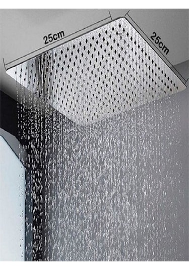 Tepe Duş Başlığı Kare 25 25 Paslanmaz Inox 304 Çelik Metal Kireç Önleyici Diğer