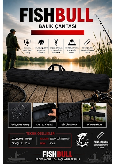 Fıshbull 2 Gözlü 140 CM Kamış Ve Olta Taşıma El Çantası
