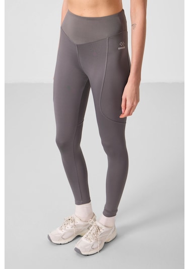 Koyu Gri Standart Fit Esnek Performans Kadın Tayt - 94666 Koyu Gri
