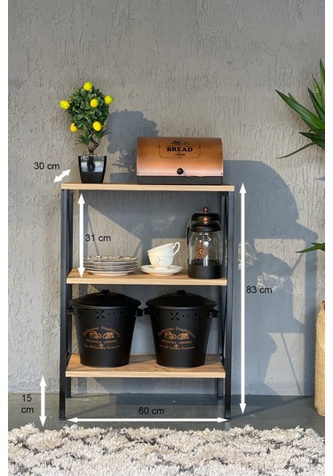 Stally Mutfak Rafı Erzak Malzeme Dolabı 3'Lü (489653797)