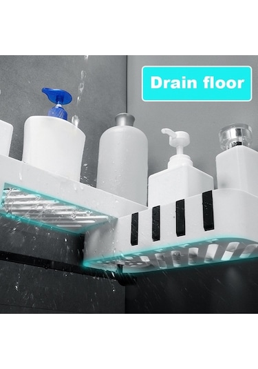Pazly 1 Adet Köşe Duş Rafı Banyo Şampuan Duş Rafı Tutucu Mutfak Depolama Rafı Organizer Duvara Monte Beyaz, Küçükboyutlu Beyaz