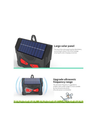 Kosona Güneş Enerjili Ultrasonik Hayvan Kovucu, 9-65 Khz Frekansı, Su Geçirmez, Bahçe/çiftlik Koruması, Siyah Sjz059