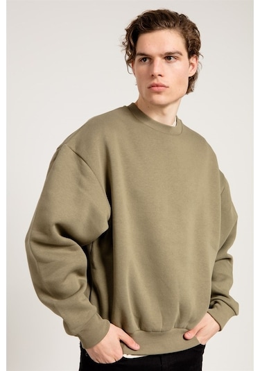 Jahr Marc Basic Oversize Haki Erkek Sweatshirt Haki