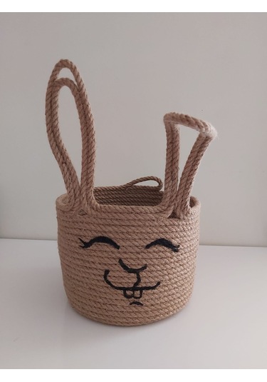 Hasır Sepet Tavşan 18x13 cm