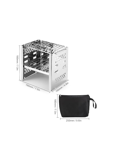 Gq Kamp Odun Sobası Taşınabilir Katlanır Paslanmaz Çelik Sırt Beyaz