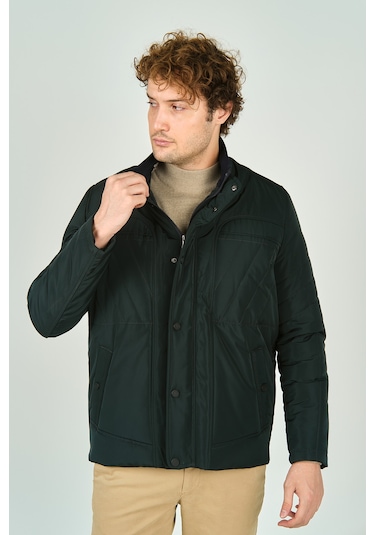 Lucas Erkek Fermuar Ve Çıtçıt Kapamalı Hakim Yaka Kaban 4785 Yeşil Yeşil
