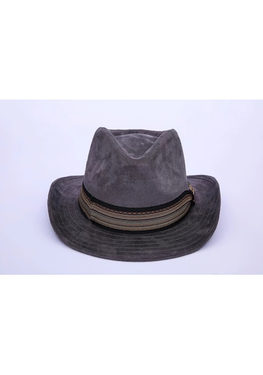 Twingold İsme Özel Süet Kovboy Fötr Şapka - Ab01007 - Gri Gri