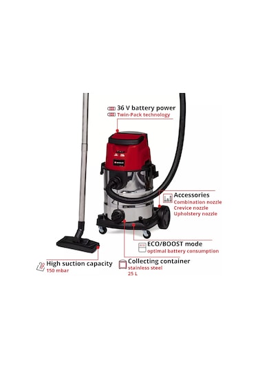Einhell TE-VC 36/25 Li S - Solo Akülü Islak/Kuru Süpürge - 2347170