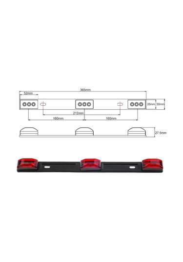 Kangvka 14" Kırmızı 3 Lamba Led Plaka Işık Çubuğu, Dodge Ram 1500/2500/3500 İçin Su Geçirmez, 9 Ledli, 12v Uygun, Basit Kurulum