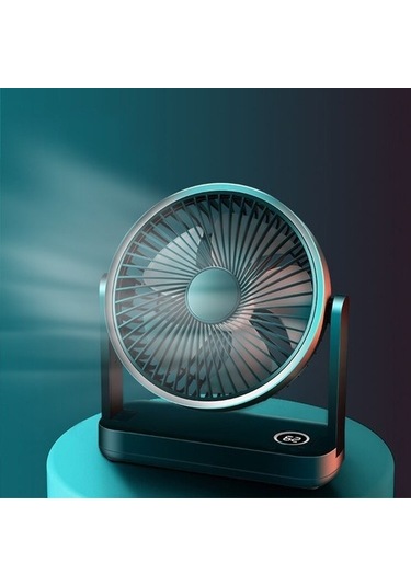 F701 Led Ekranlı Masaüstü Fanı Obq9rl Yeşil