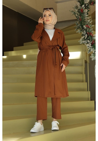 Ay Parça Detaylı Takım Kahverengi Kahverengi