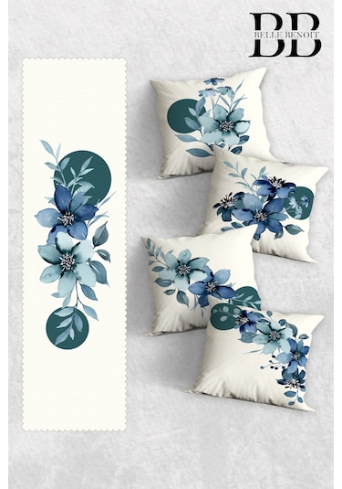 Belle Benoit Baskılı Runner & Koltuk Kırlent Kılıfı Set Desen41