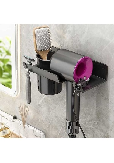 Didadodo Jl Metal Saç Kurutma Makinesi Duvara Monte Tutucu Saklama Kutusu, Küçük Tasarım Siyah