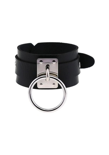 El Yapımı Gotik Punk Deri Bilezikler, Kadınlar Ve Amp Amp Erkekler Metal O-yuvarlak Bileklik Gümüş Turuncu Altın - Gümüş