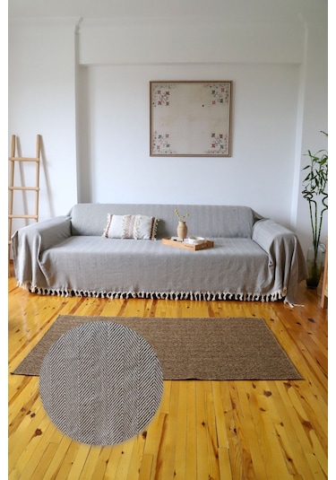 Kolları Örten Koyu Gri Battal Boy Koltuk, Çekyat Örtüsü 180x300 Cm Antrasit Koyugri