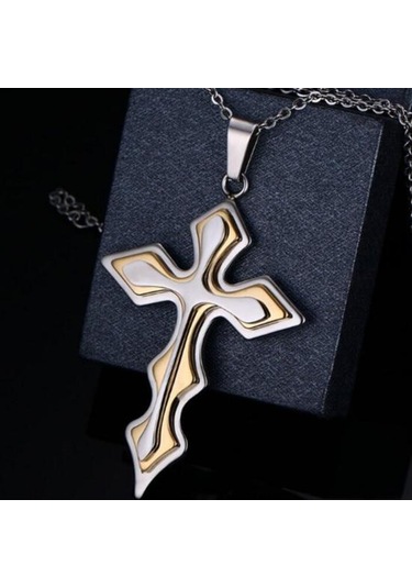 2 Adet Erkekler Rhinestones Kakma İsa Haç Kolye Zincir Kolye Hediye Çok Renkli
