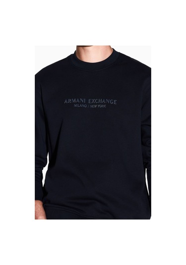 Erkek Regular Fit Kabartma Yazı Logolu Sweatshirt - Lacivert Deep Navy