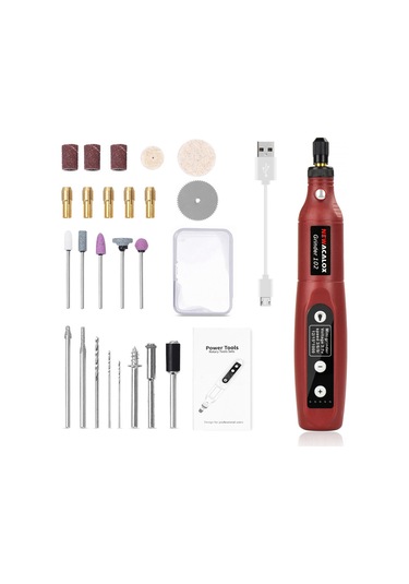 Teltree Usb Şarjlı Mini Elektrikli Taşlama Aleti Seti - 5 Viteslı Işıklı Polisher, Ahşap Taşlama Ve Polishing İçin Çok Fonksiyonlu Gereç Gri